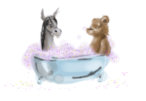 donkey bathing